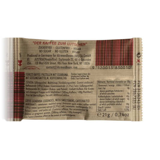 AirmenBeans Feinste vegane Kaffee Pastillen mit Guarana (21 g) - ROTE.PLACE