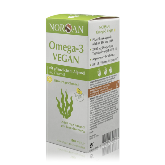 Norsan Veganes Omega 3 Algenöl mit Olivenöl und Zitronengeschmack (100ml)