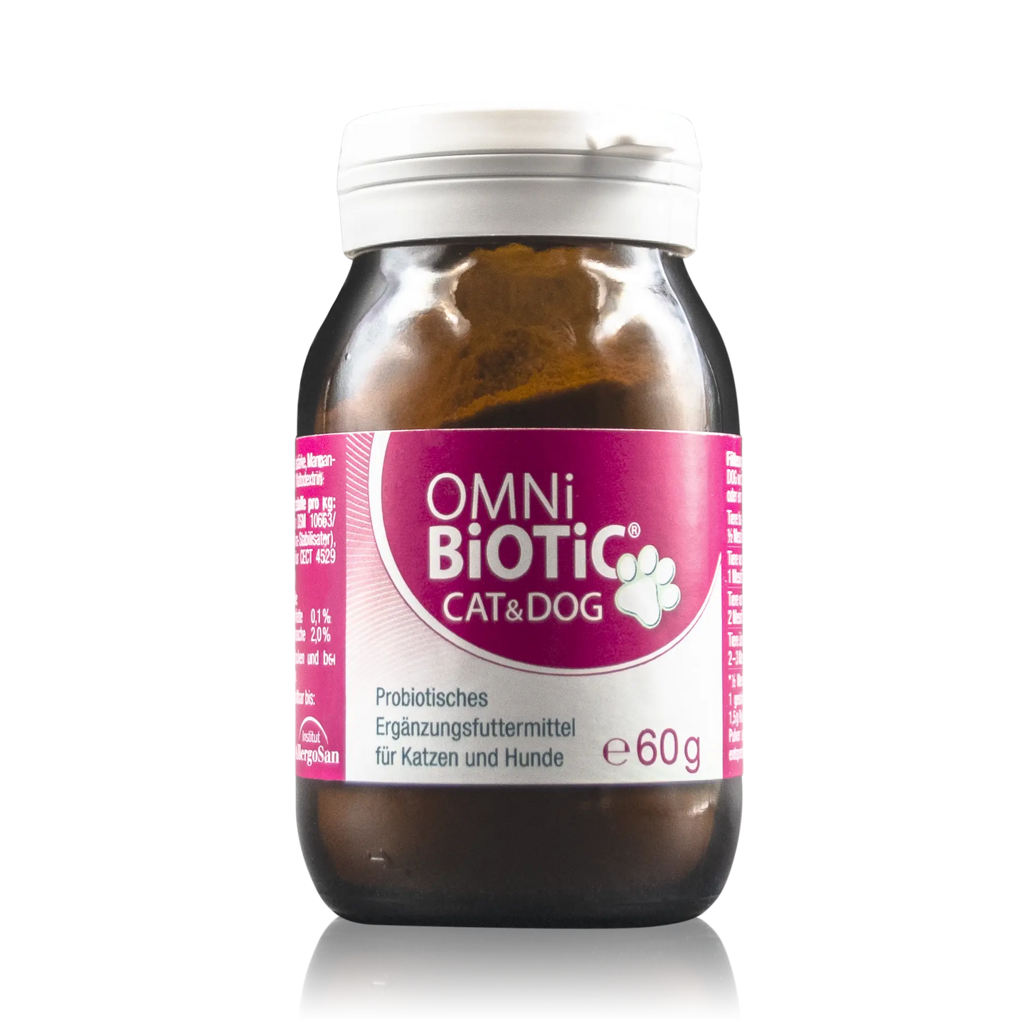 Omni Biotic Cat & Dog - 60 g - Vorderansicht des Glasbehälters