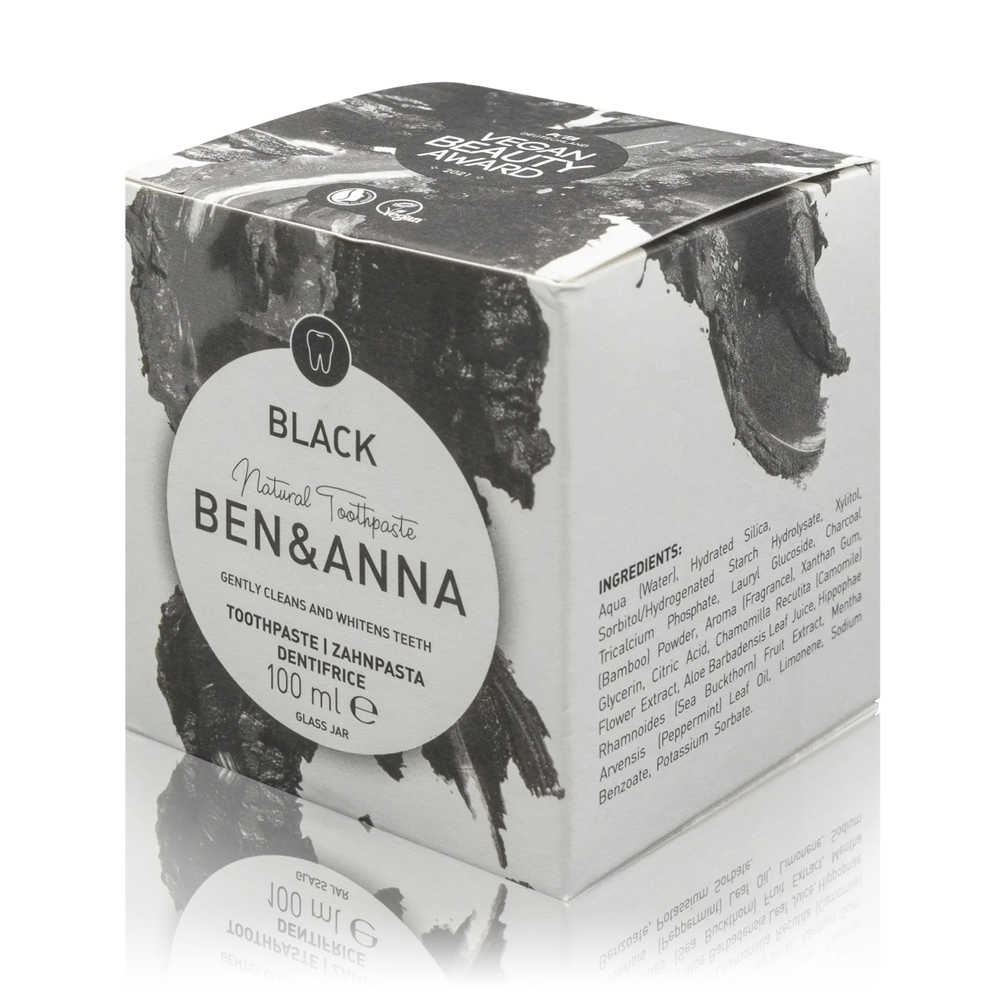 Ben & Anna Black Natürlich aufhellende Zahncreme mit Aktivkohle ohne Fluorid - Vegan (100ml) - ROTE.PLACE