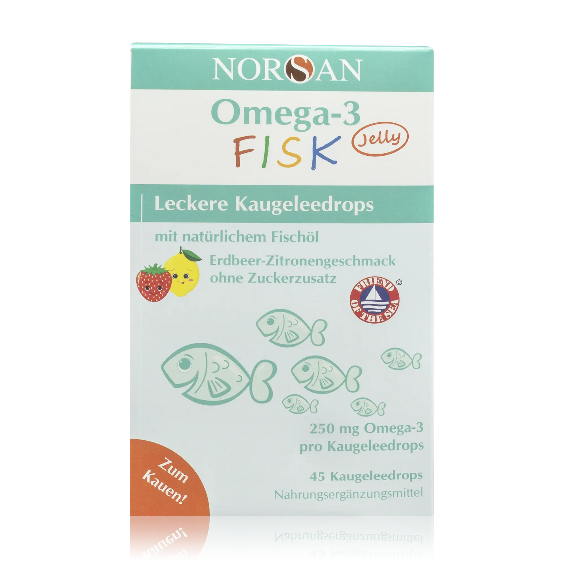 Norsan Fischöl Omega-3 Fisk Jelly Leckere Kaugeleedrops für Kinder (45 St.) - ROTE.PLACE