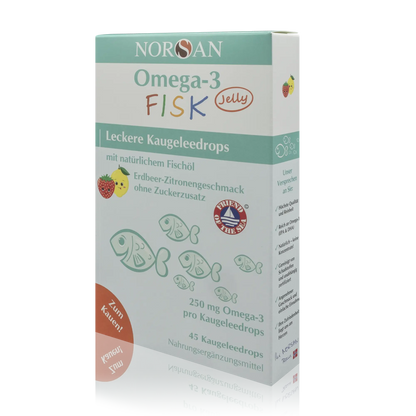 Norsan Fischöl Omega-3 Fisk Jelly Leckere Kaugeleedrops für Kinder (45 St.) - ROTE.PLACE